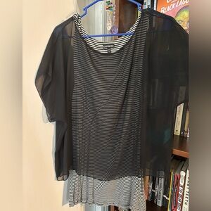 Express Black and Gray Asymmetrical Layered Blouse